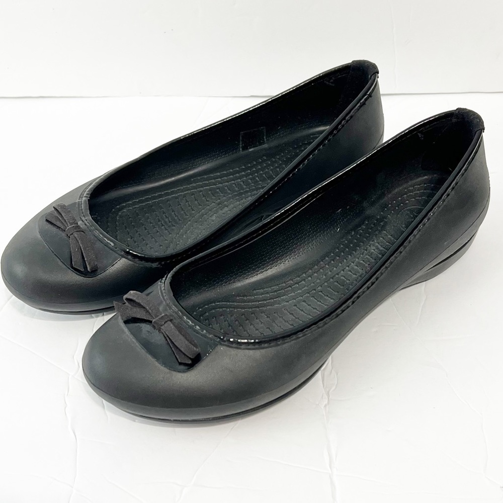 Crocs black slip on ballet slippers size 10